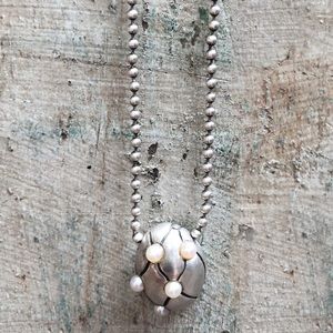 Lisa Jenks Sterling Silver/ Pearl Pendant Necklace